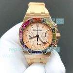 Audemars Piguet Royal Oak Offshore 37mm Rainbow Rose Gold Ladies 7750 Replica Watch 